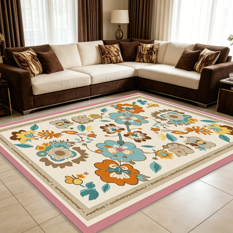 Multicolor Vintage Floral Rug carpet-easy to clean, machine-washable, soft and comfortable; suitable for door mats, kitchens, living rooms, bedrooms, corridors, and laundry areas. Easy to clean, durable carpet for home decoration.