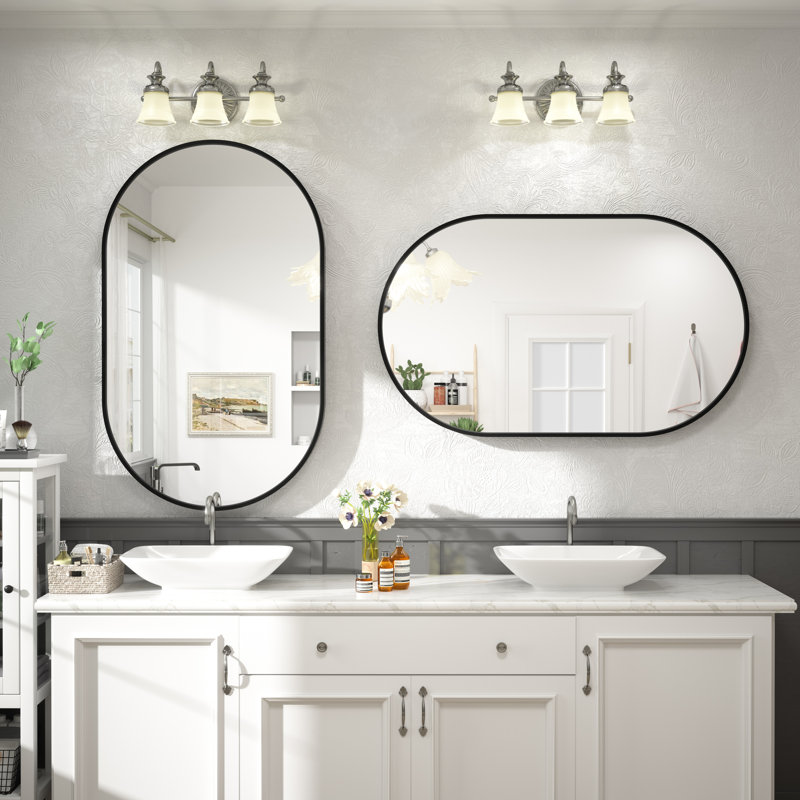 Miroir mural Amara, 40 po x 24 po, Noir mat