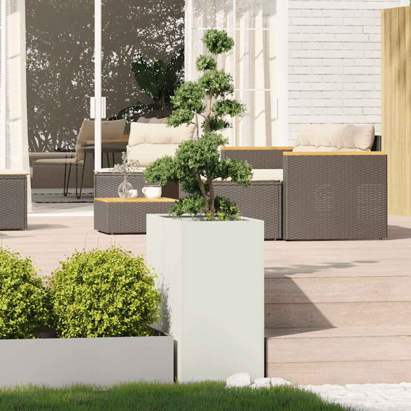 Planter 80x80 Cm Steel, 80cm H x 40cm W x 80cm D, White