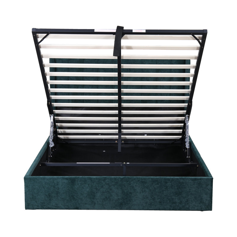 Lit plateforme avec rangement Daizia, Double, Vert