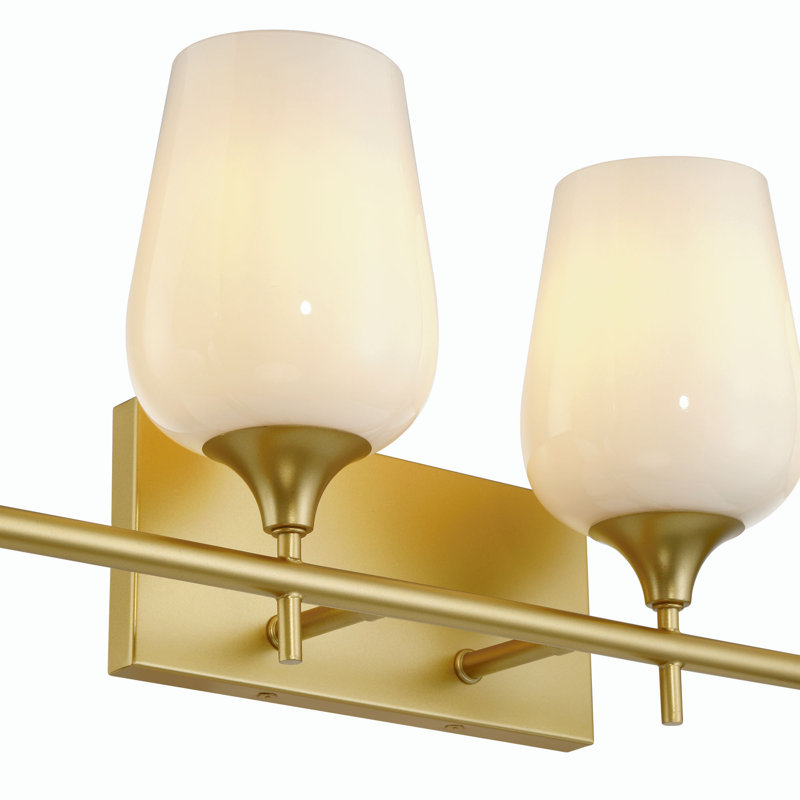 Hertford 6 - Light Bathroom Steel Dimmable Vanity Light, Milky White