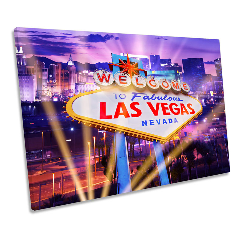 Las Vegas Welcome Sign - Wrapped Canvas Print, 50.8cm H x 76.2cm W x 2cm D