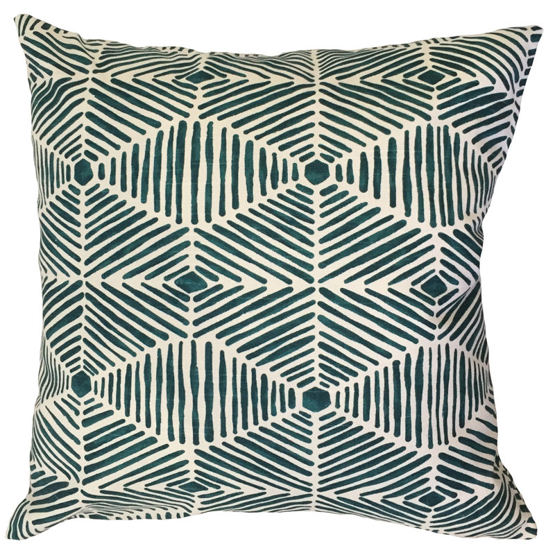 Iakovos Geometric Feather Reversible Throw Pillow, 20" x 20", Blue