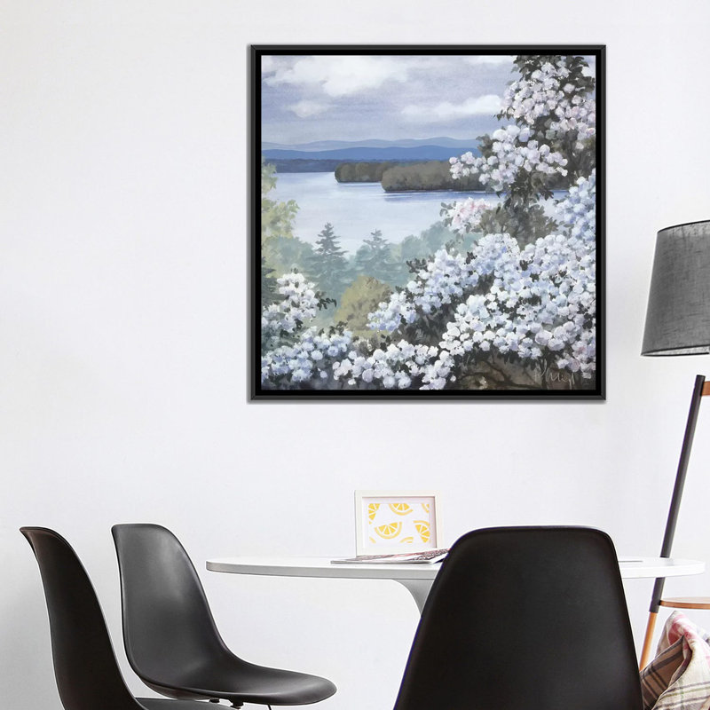 « water base i », impression sur toile, H 18 po x l 18 po x P 1,5 po, Toile avec cadre flottant noir, Pas de tapis