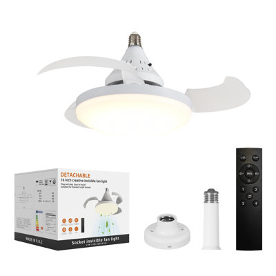 41cm E27 Socket Retractable Bladeless Dimmable Ceiling Fan With Light