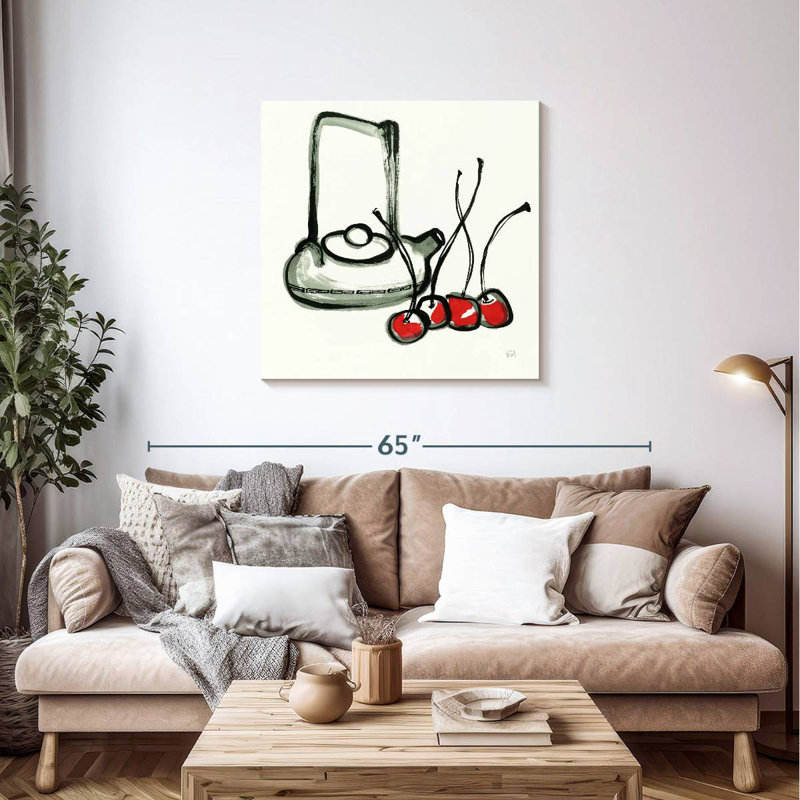 Yarlin thé et cerises, H 36 po x l 36 po