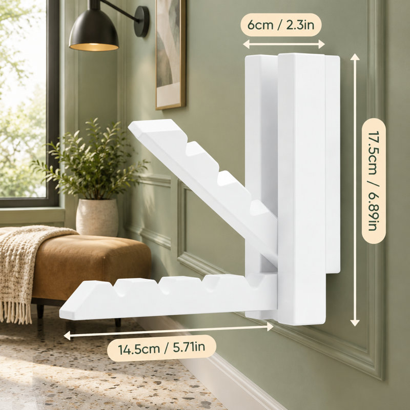 Un ensemble de 2 cintres muraux escamotables en bois permet d'organiser les salles de lavage, les salles de bain et les placards dans de petits espaces, avec une installation facile