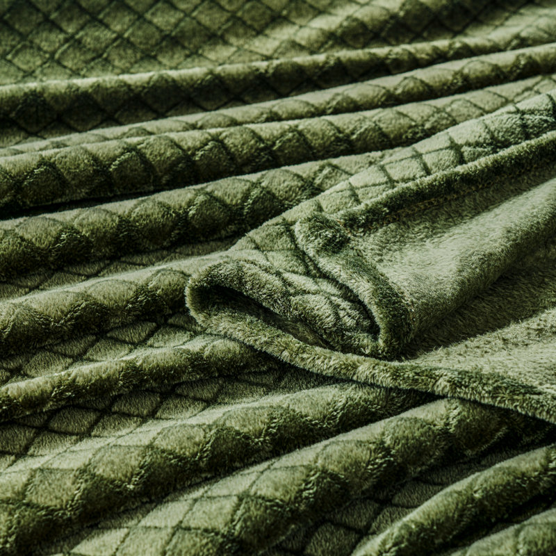 Literie en flanelle Atka Diamond, Très grand lit, Vert