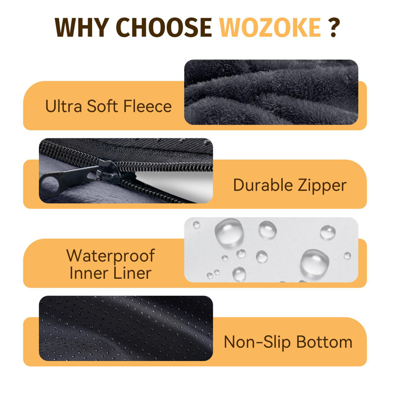 Large Gray Orthopedic Waterproof Dog Bed with Bolsters