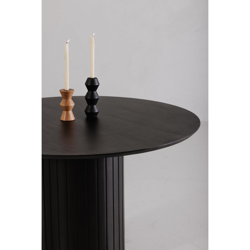 Povera Round Solid Wood Dining Table, Black