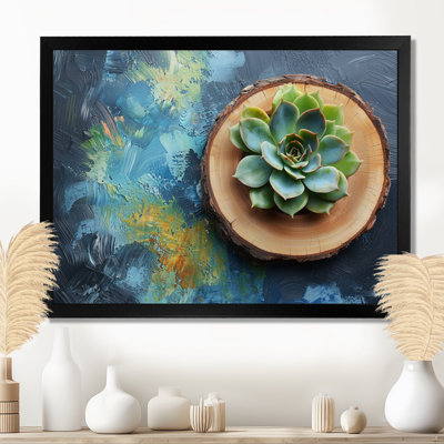 Abstract Succulents On A Top Of Wooden Slide - Succulent Large Wall Art