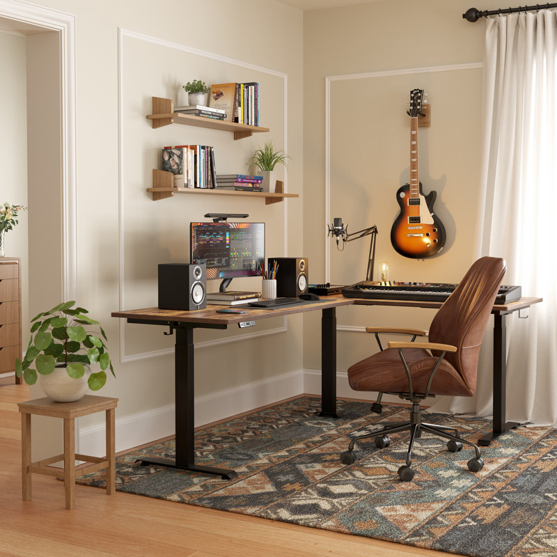 74.8 W Standing Desk, Rustic Brown/Black