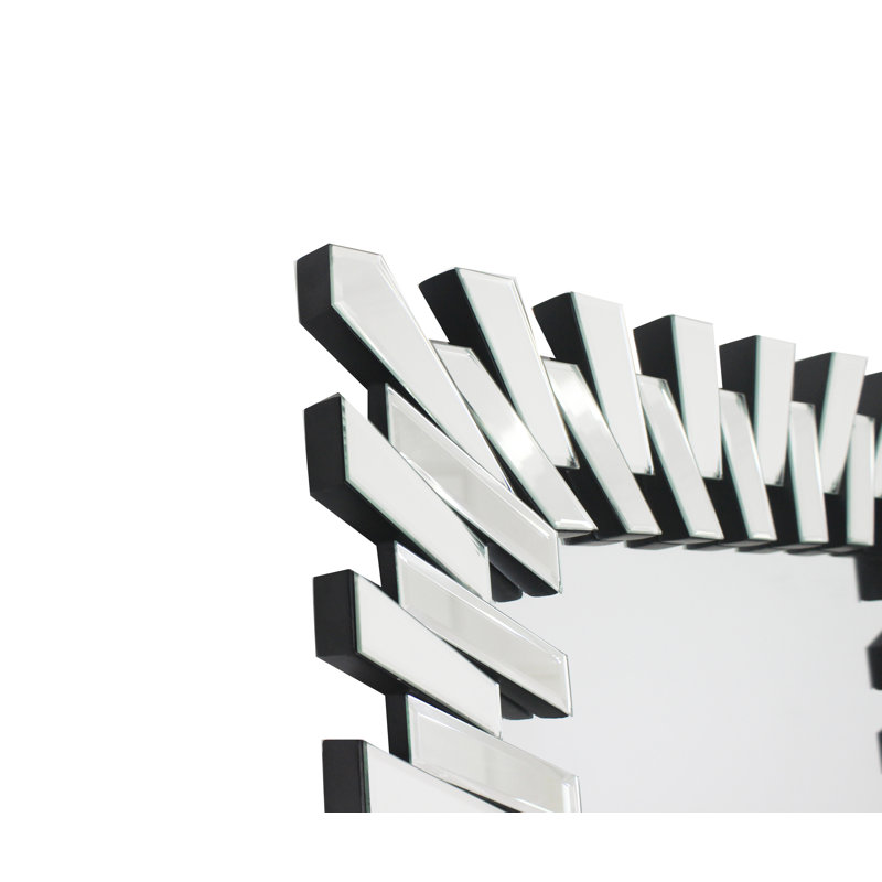 Rabell Rectangle Sunburst Glass Wall Mirror