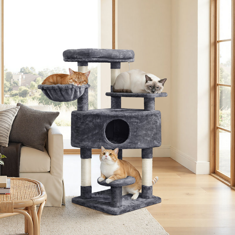Arbre à chat 46 "avec poteaux à griffer et lit perchoir Burrowsville 46", Gris foncé
