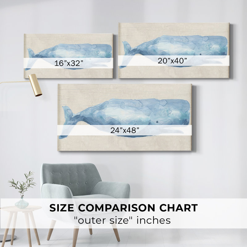 Baleine rustique I - Toile tendue avec châssis - Prêt à accrocher, H 16 po x l 32 po
