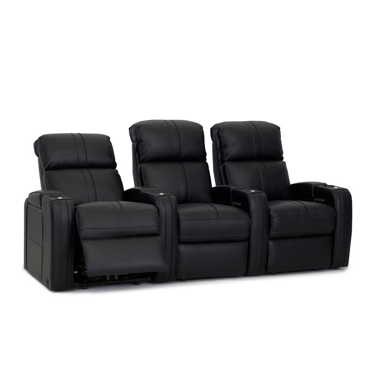 Canapé power home, Noir, Cuir véritable