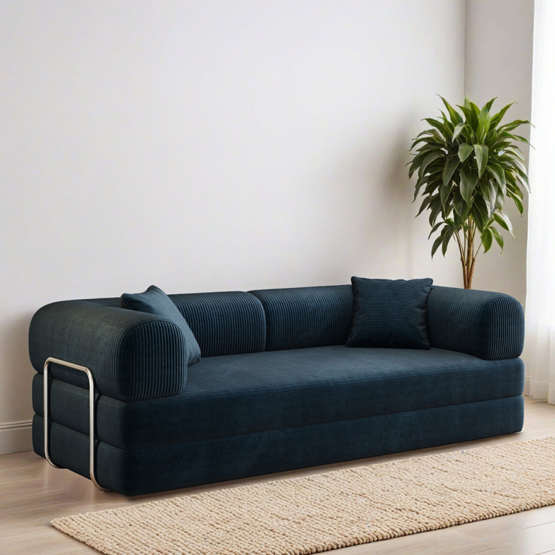 Canapé à compression de 78,81 po, canapé-lit futon convertible Comfy, canapé-lit modulaire sans os pour le salon, Bleu