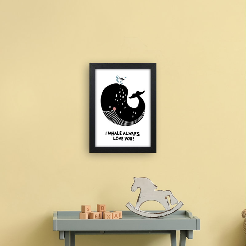 Whale by Miniofmine - Print, 34cm H x 25cm W x 3cm D, Brown Framed