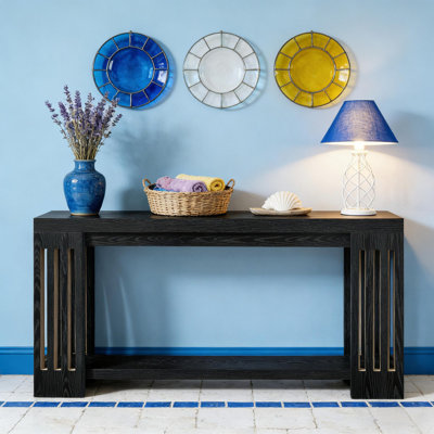 Console, table d'appoint à 2 niveaux, canapé