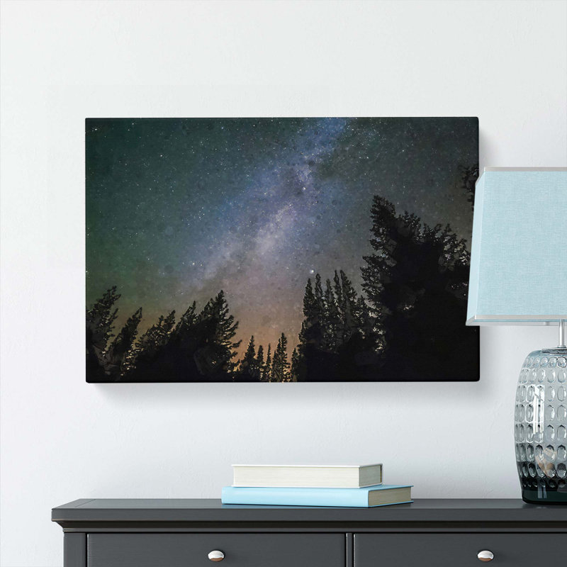 The Milky Way Above a Forest in Abstract - Wrapped Canvas, 40cm H x 60cm W x 3cm D