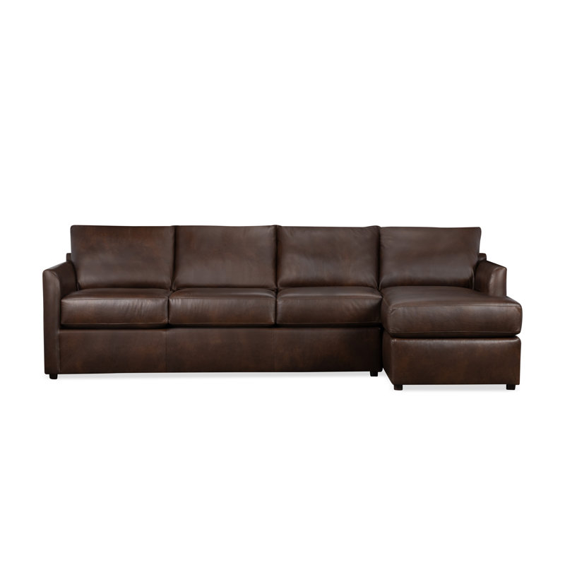 Canapé modulaire en cuir l 108,5 po Cecelia, Orienté à droite, Cuir grainé Matador