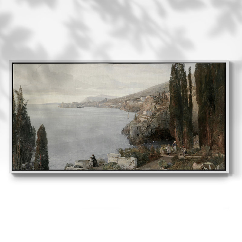 Série paysage - CMLXII - Toile tendue avec châssis encadré - Prêt à être accroché, Blanc