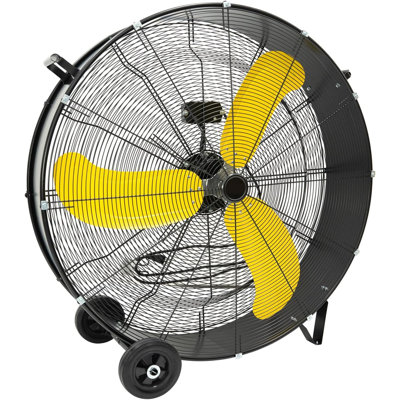 Ventilateur tambour industriel de 36 pouces, moteur à entraînement direct haute vitesse de 18 600 pi³ / min, ventilateur de plancher en métal robuste à 2 vitesses avec roues, poignée et cordon de 9 pi pour entrepôt, atelier, garage, utilisation en usine - homologué UL
