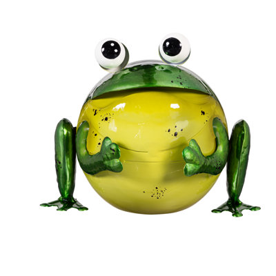 Metal Portly Frog Garden Statue, 7in