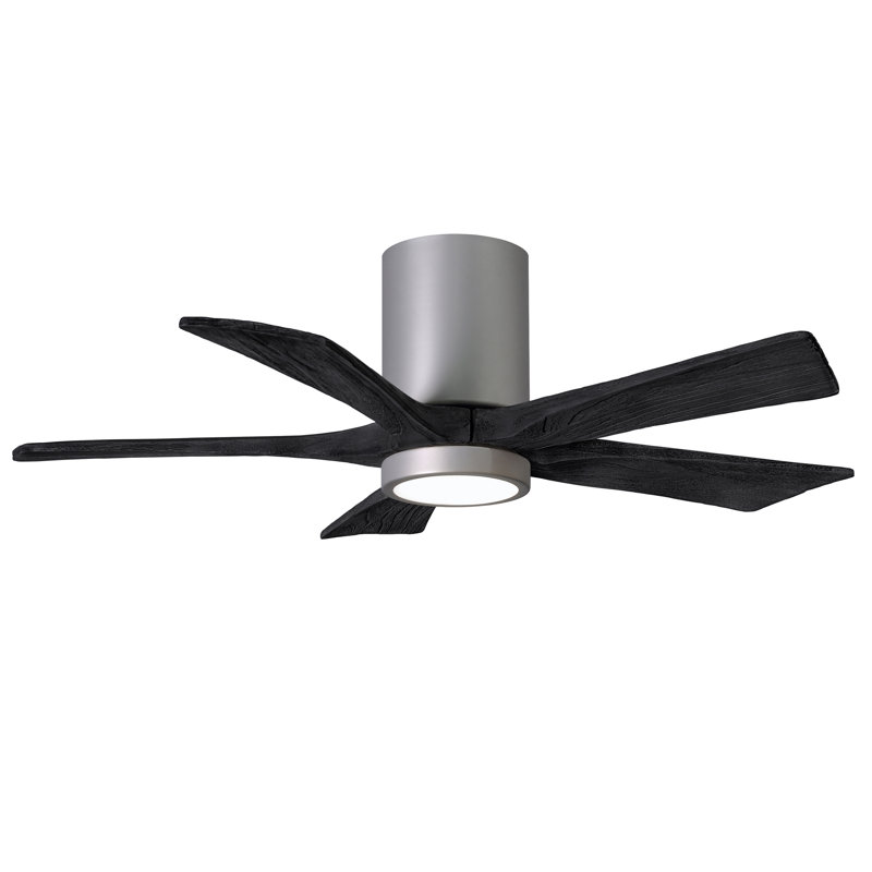 Irene Flushmount Light Kit 5 Blade LED Ceiling Fan, Brushed Nickel, Matte Black, 42"