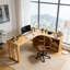 Bureau d'angle en bois massif en forme de L avec rangement ouvert, conception à rebords surélevés et espace de travail spacieux pour le bureau à domicile-1128838924
