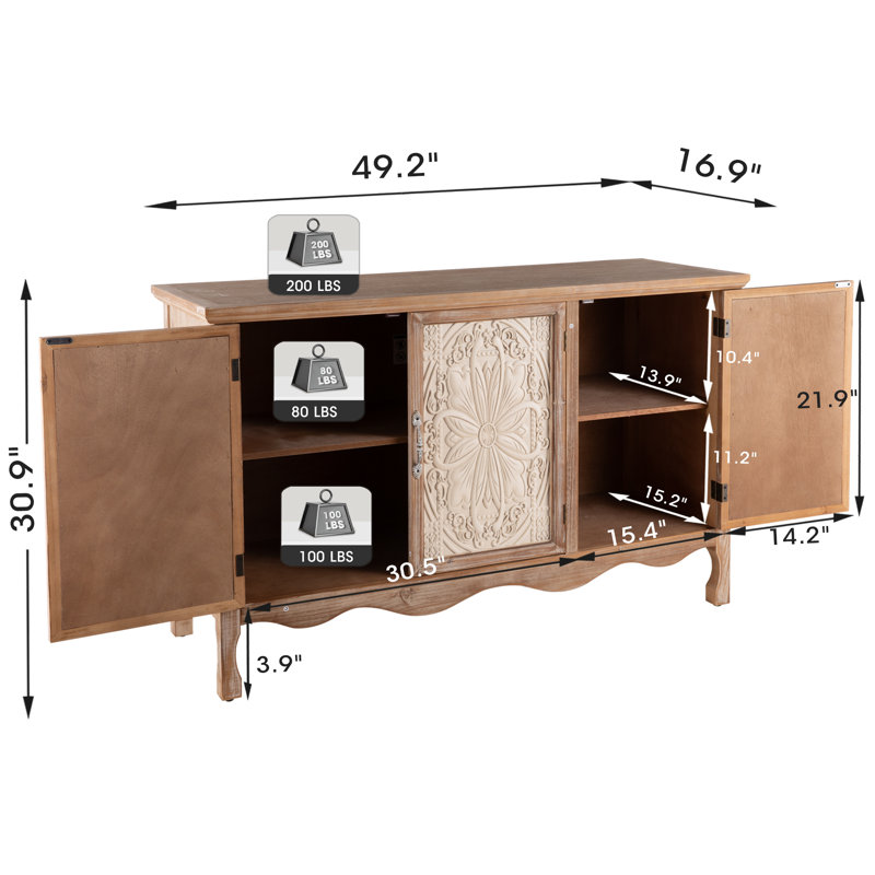 Ensemble de 2 armoires d'appoint Castella, Bois naturel