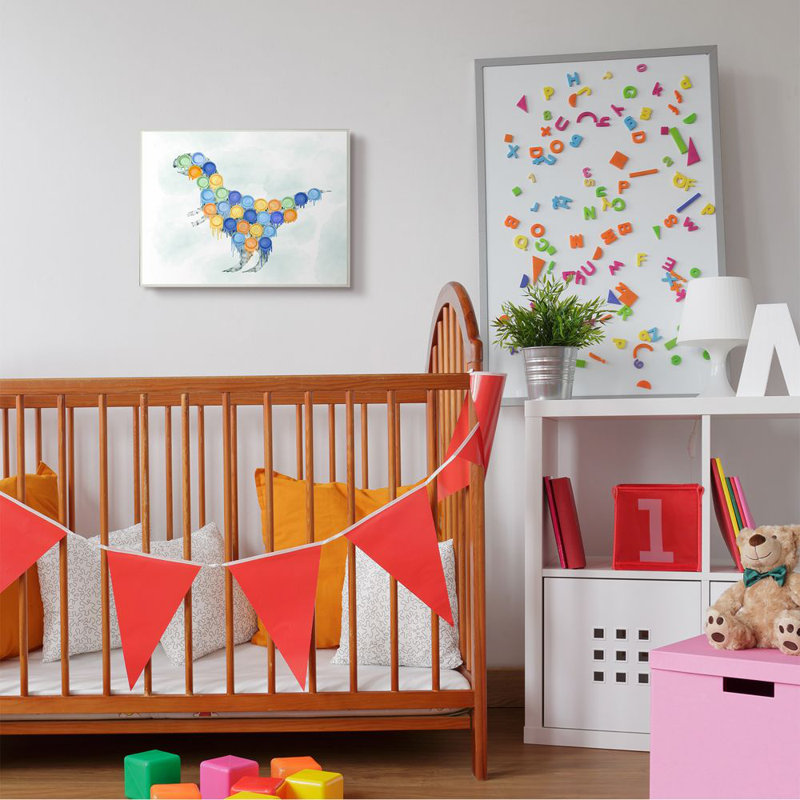 «Baltz Dinosaur Paint Cups», conception pour enfants, H 13 po x l 19 po x P 0,5 po, Plaque en bois