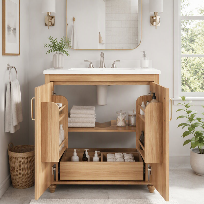 Meuble-lavabo 30 po avec lavabo et rangement multifonctionnel
