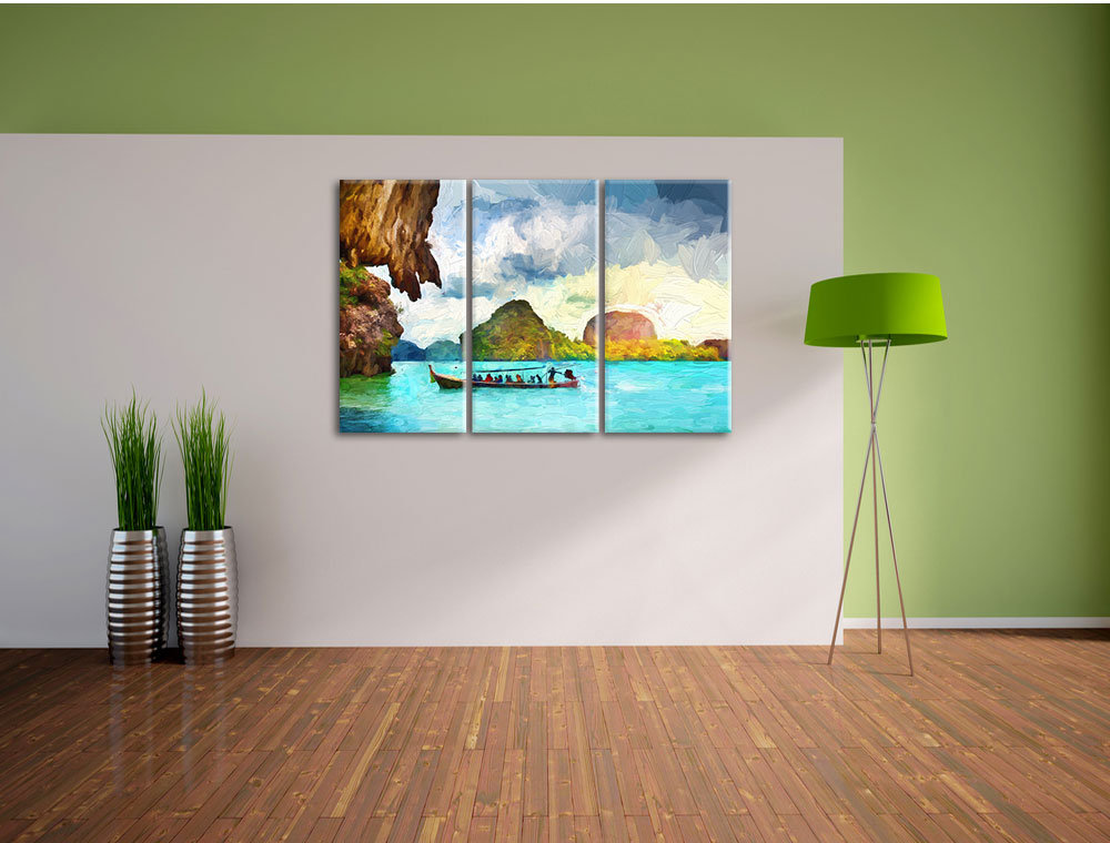 3-tlg. Leinwandbilder-Set „Thailand Phuket Paradies am Strand“, Grafikdruck