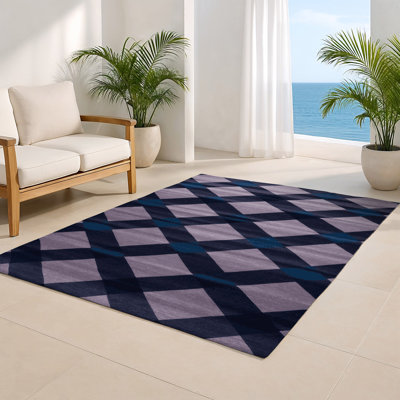 Tapis d'intérieur et d'extérieur à carreaux rose