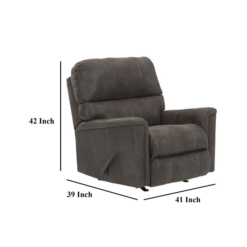 Fauteuil inclinable manuel à bascule Nav, similicuir brun vieilli, Gris fumée