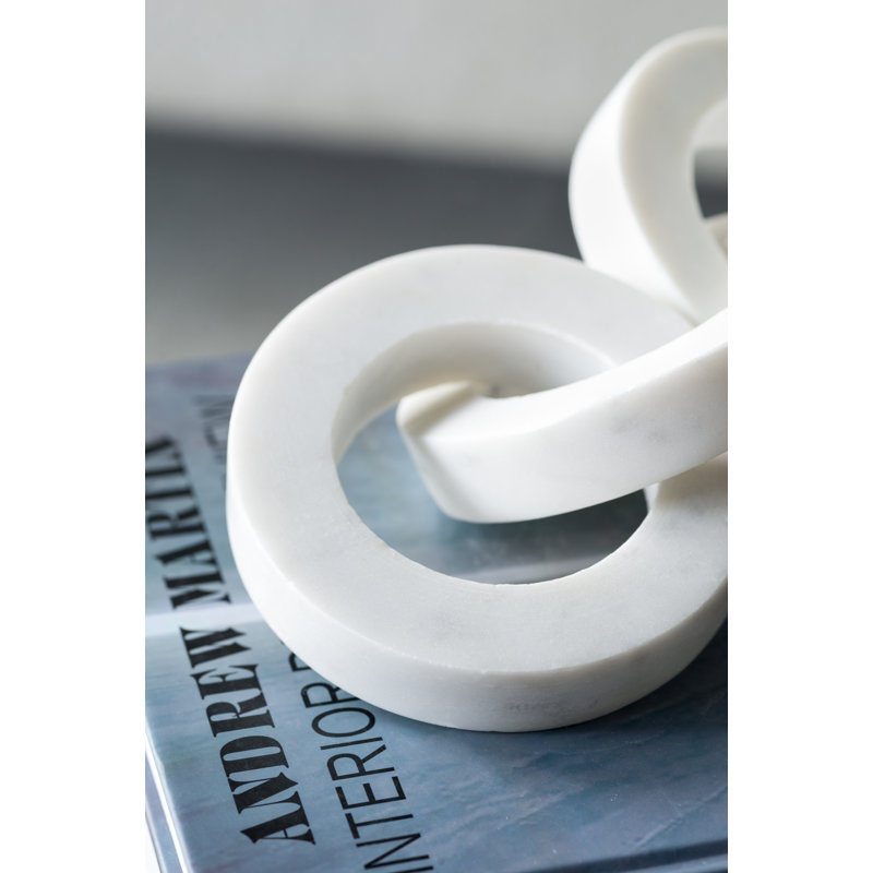 17.5x4" 5 Link White Marble Chain Sculpture