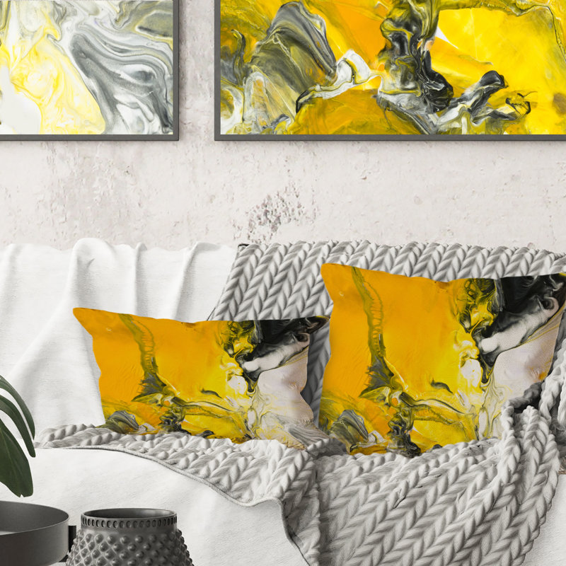 Coussin jaune à imprimé moderne Modern Art