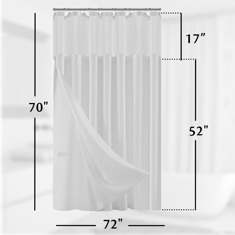 Rideau de douche avec doublure Rawley, Blanc