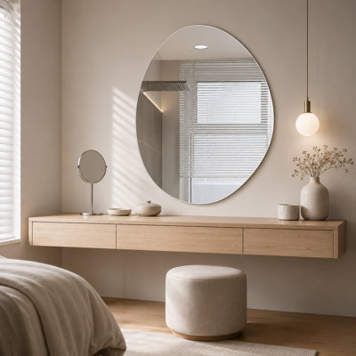 40" x 32" Asymmetrical Bathroom Mirror, Wall Mounted Vanity Mirror for Bathrooms