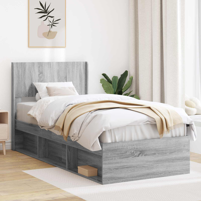Bed Frame, European Single (90 x 200 cm), Old Wood