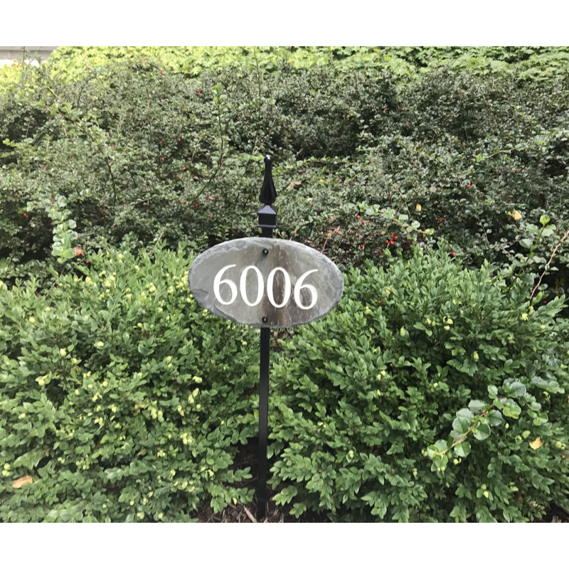 Plaque d'adresse ardoise sculptée sur 1 ligne, Gris, Blanc, Oui