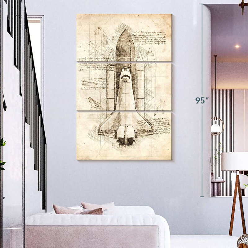 Oberle Space Shuttle Blueprint, 74" H x 48" W