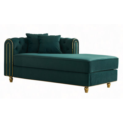 66.9"W Velvet Chaise Lounge,Chaise Furniture,Tufted Back With 2Pcs Toss Pillows For Living Room,Bedroom,Apartment