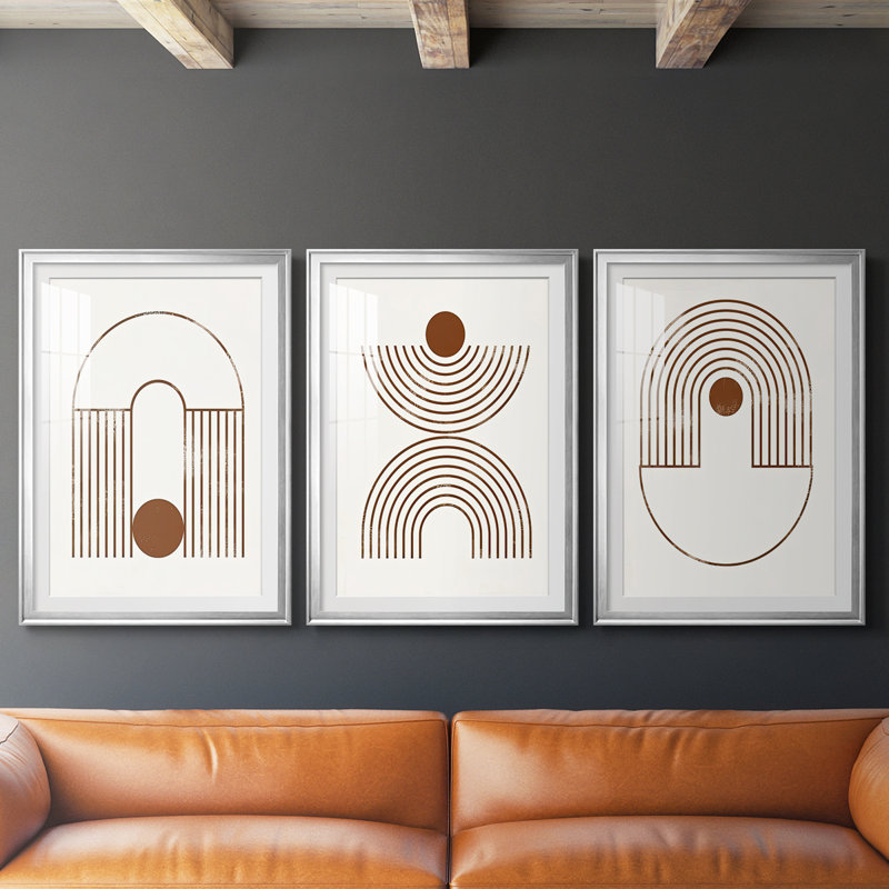 Arches and Orbs I - Impression personnalisée de qualité supérieure avec cadre mat - 3 pièces, H 19 po x l 27 po