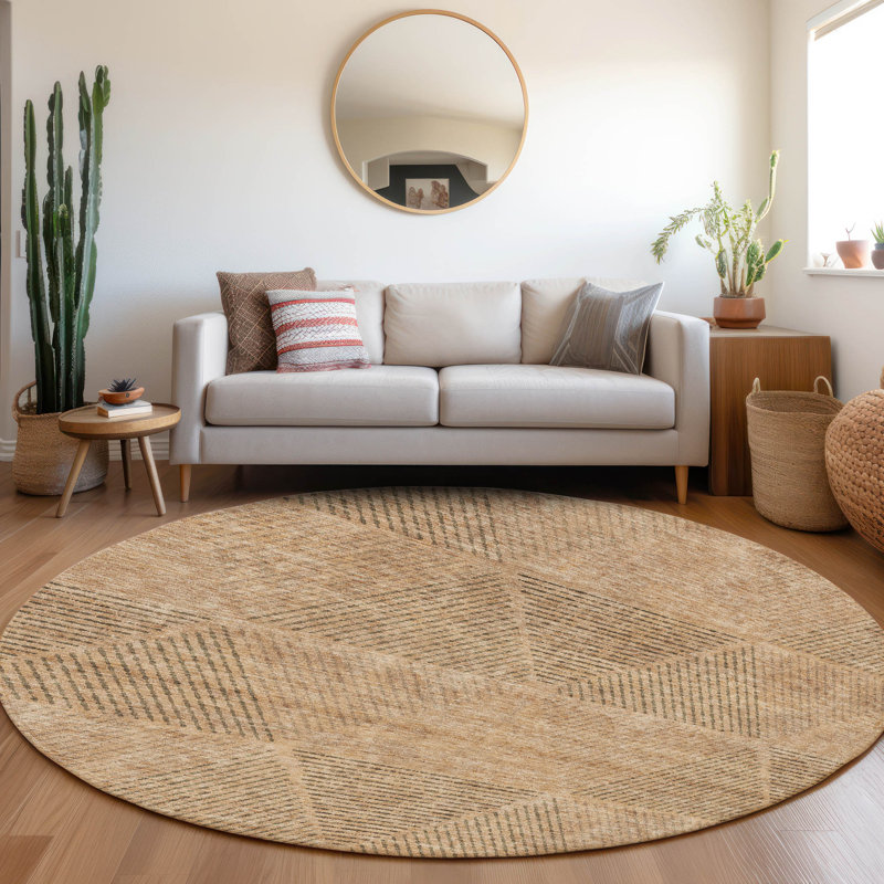 Malchow Washable Geometric Indoor / Outdoor Rug, Round 8'