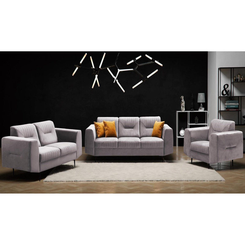 Aubreeanna 3 - Piece Living Room Set, Gold, Pudder Pink