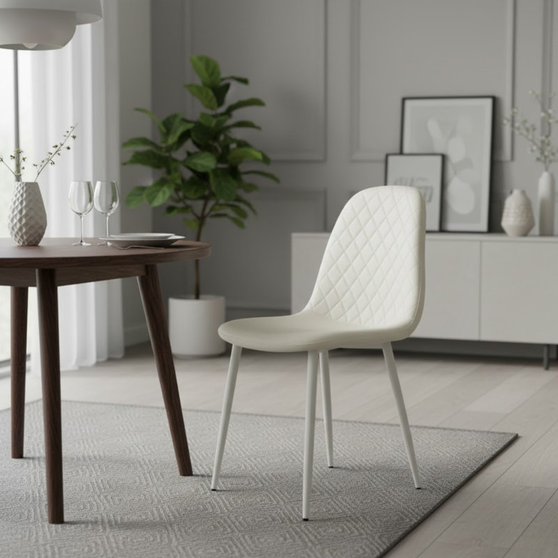 4 - Person Dining Set, Cream, 75cm H x 117cm W x 77cm D