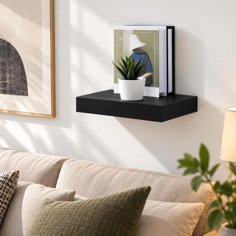 1 Piece Floating Shelf, Black