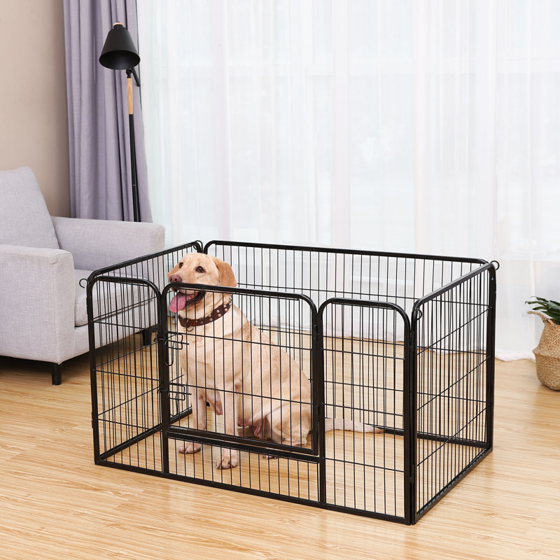 Ching 70cm H Panel Metal Exercise Pen With Door, Black